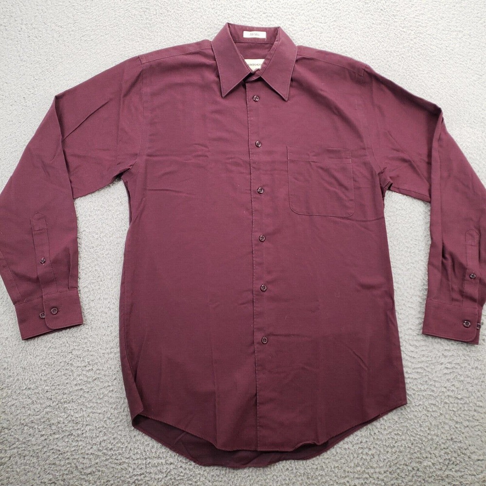 Pronto‎ Uomo Shirt Mens 14.5 32 33 Red Long Sleeve Casual Button Up